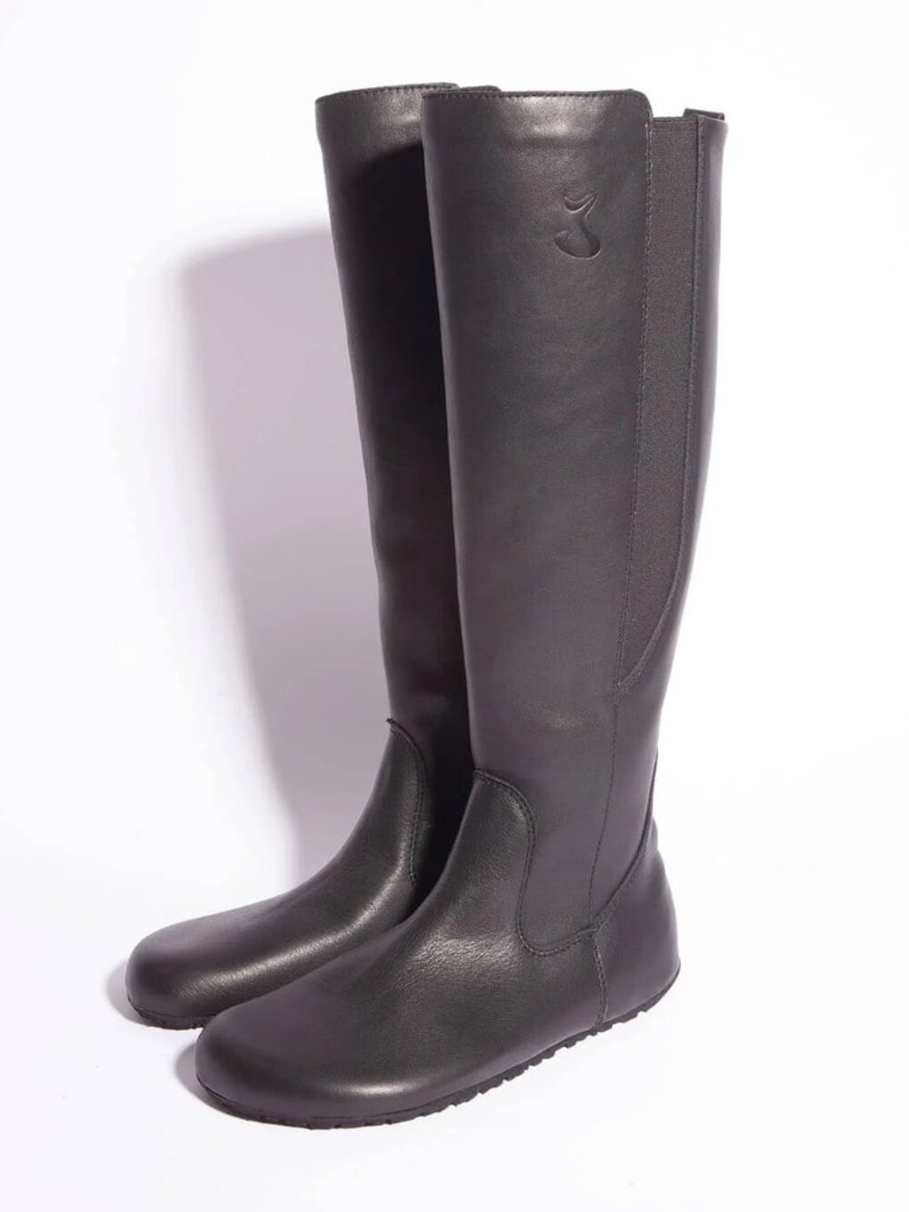 Jenon Leather Barefoot Style Black Leather Knee-High Boots